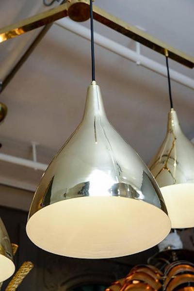 Large Three Brass Shades Pendant