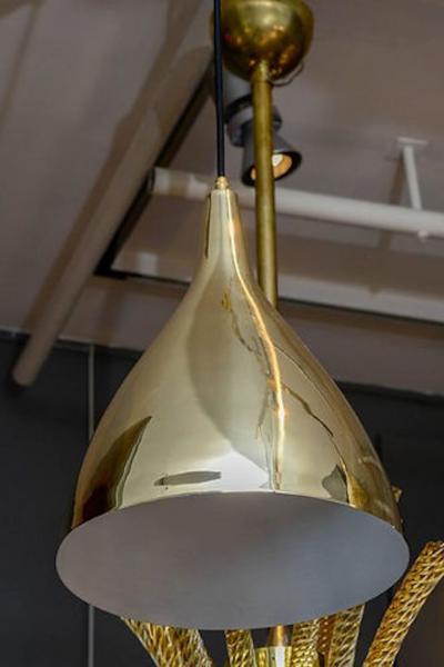 Large Three Brass Shades Pendant