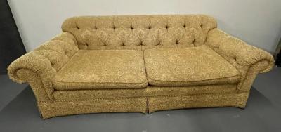 Large Traditional Custom Sofa Beige Scalamandre Upholstery Rolled Arms 2000s