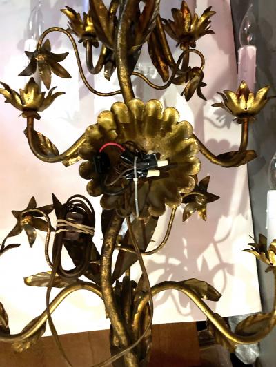 Large Tuscany Style Wall Sconce in Tinplate and Gold Paint Italy c 1950