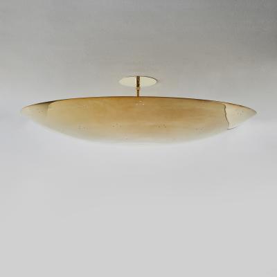 Large Two Enlighten Rey 30 Perforated Polished Brass Dome Ceiling Lamp