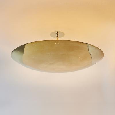 Large Two Enlighten Rey 30 Perforated Polished Brass Dome Ceiling Lamp