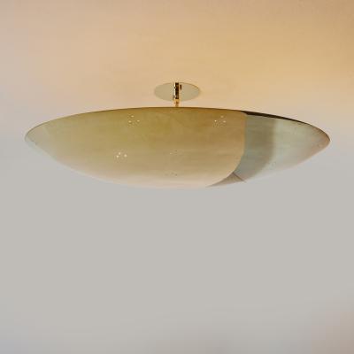 Large Two Enlighten Rey 30 Perforated Polished Brass Dome Ceiling Lamp