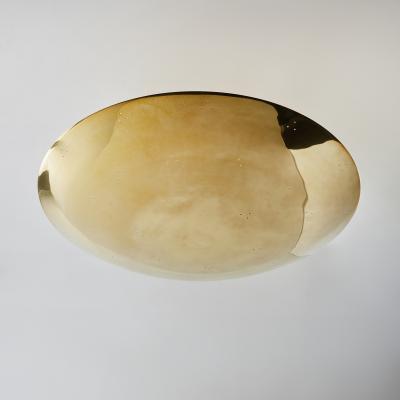 Large Two Enlighten Rey 30 Perforated Polished Brass Dome Ceiling Lamp