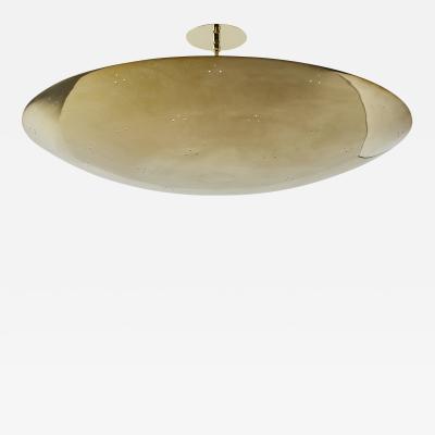 Large Two Enlighten Rey 30 Perforated Polished Brass Dome Ceiling Lamp