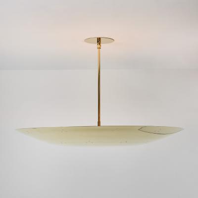 Large Two Enlighten Rey Perforated Polished Brass Dome Chandelier
