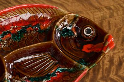 Large Vallauris Studio Pottery Fish Bowl France Mid 20th Century