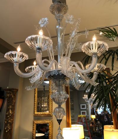 Large Venetian 6 Light Clear Glass Chandelier