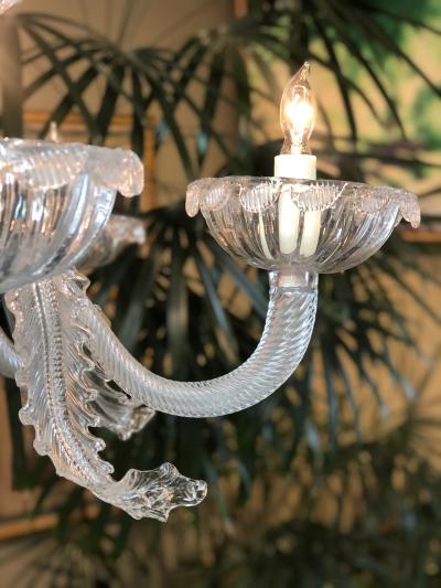 Large Venetian 6 Light Clear Glass Chandelier