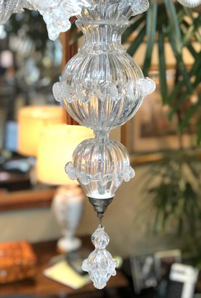 Large Venetian 6 Light Clear Glass Chandelier