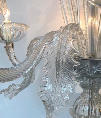 Large Venetian 6 Light Clear Glass Chandelier