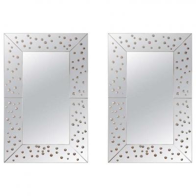 Large Venetian Etched Bubble Mirror Contemporary