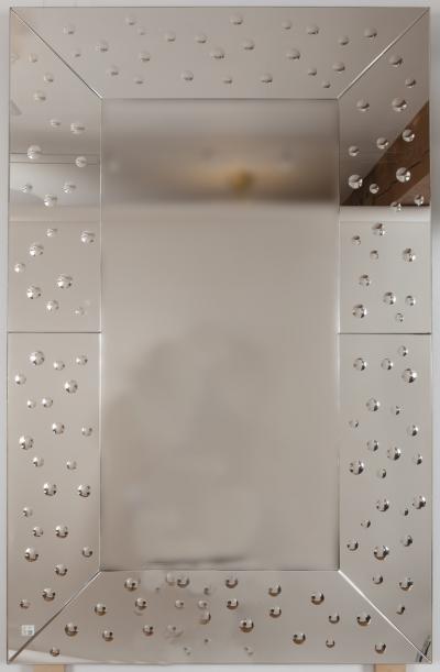 Large Venetian Etched Bubble Mirror Contemporary