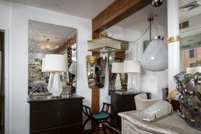 Large Venetian Etched Bubble Mirror Contemporary