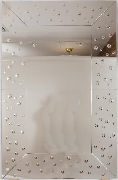 Large Venetian Etched Bubble Mirror Contemporary