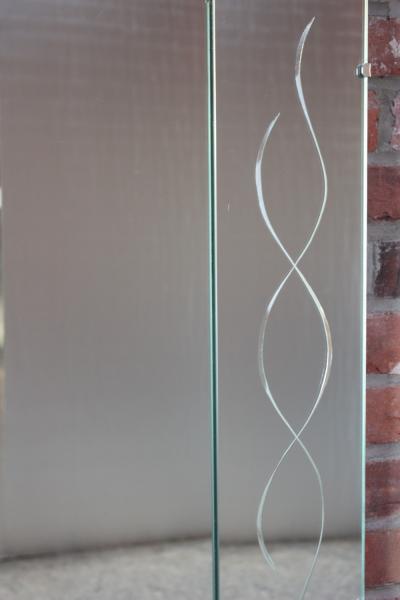 Large Venetian Style Beveled Glass Decorator Mirror with Etched Frame