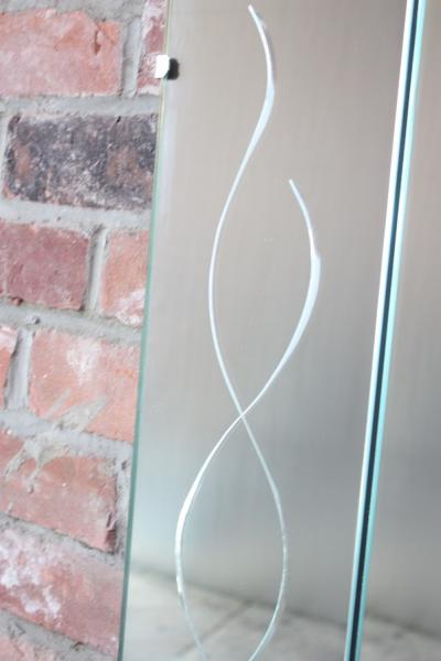 Large Venetian Style Beveled Glass Decorator Mirror with Etched Frame