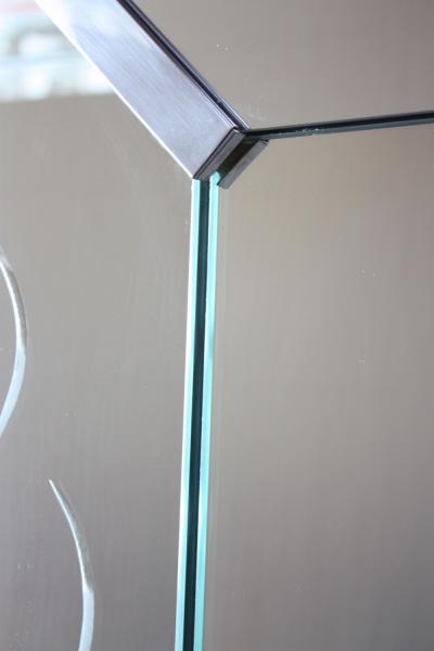 Large Venetian Style Beveled Glass Decorator Mirror with Etched Frame