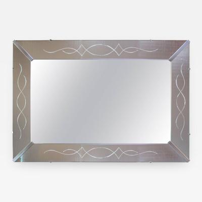 Large Venetian Style Beveled Glass Decorator Mirror with Etched Frame