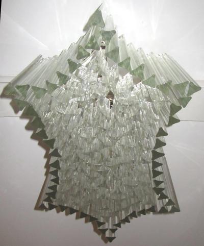Large Venini Triedri Glass Flush Mount Chandelier