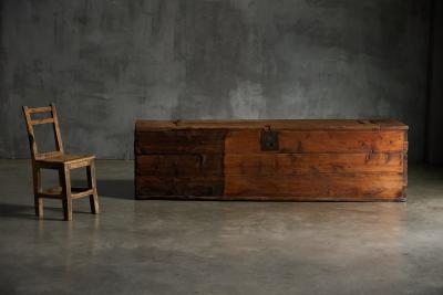 Large Vernacular Wooden Chest France 19th Century