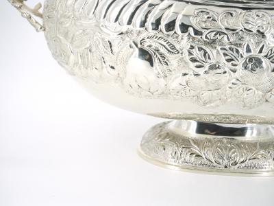 Large Very Ornate Hand Crafted Silver Plate Champagne Cooler Centerpiece