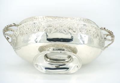 Large Very Ornate Hand Crafted Silver Plate Champagne Cooler Centerpiece