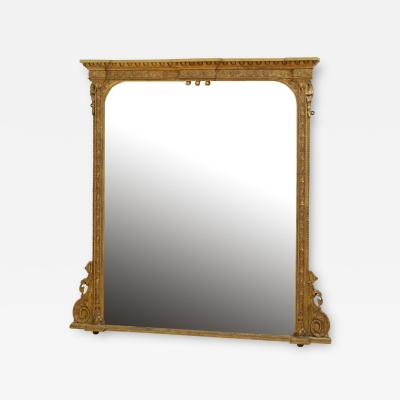 Large Victorian English Giltwood Overmantel Mirror H139cm