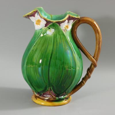 Large Victorian Minton Majolica Lily Jug Pitcher
