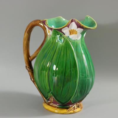 Large Victorian Minton Majolica Lily Jug Pitcher