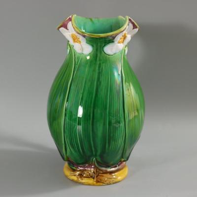 Large Victorian Minton Majolica Lily Jug Pitcher