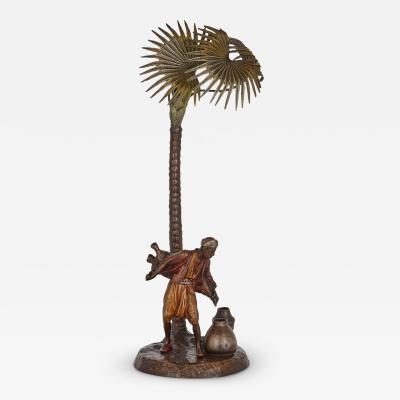 Large Viennese Orientalist lamp in cold painted bronze