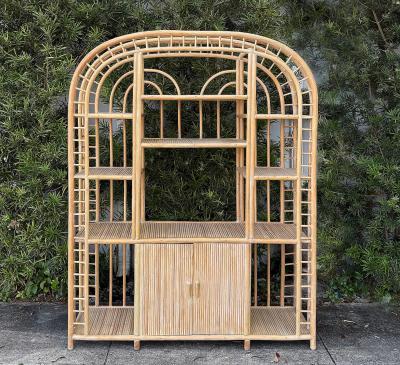 Large Vintage Arched Coastal Rattan Etag re Shelves and Storage