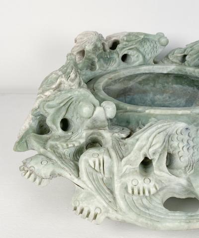 Large Vintage Chinese Dragon Bowl or Centerpiece Soapstone circa 1970