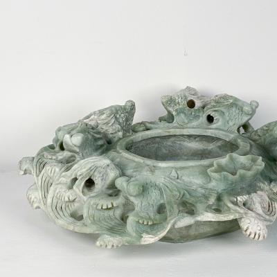 Large Vintage Chinese Dragon Bowl or Centerpiece Soapstone circa 1970
