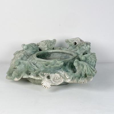 Large Vintage Chinese Dragon Bowl or Centerpiece Soapstone circa 1970