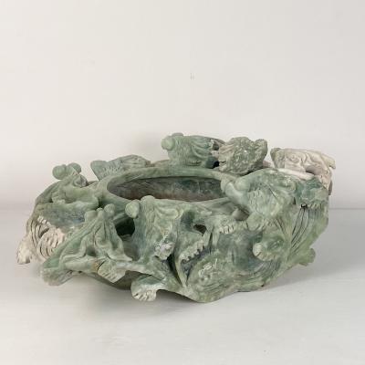 Large Vintage Chinese Dragon Bowl or Centerpiece Soapstone circa 1970