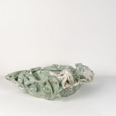 Large Vintage Chinese Dragon Bowl or Centerpiece Soapstone circa 1970