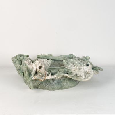 Large Vintage Chinese Dragon Bowl or Centerpiece Soapstone circa 1970