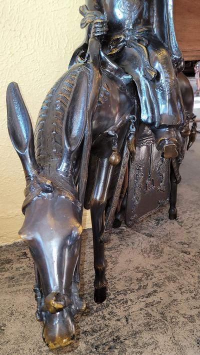 Large Vintage Japanese Bronzed Sculpture of Toba on His Mule