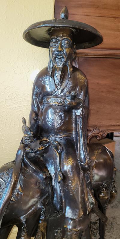 Large Vintage Japanese Bronzed Sculpture of Toba on His Mule
