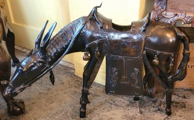 Large Vintage Japanese Bronzed Sculpture of Toba on His Mule