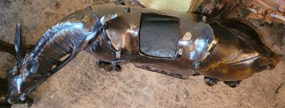 Large Vintage Japanese Bronzed Sculpture of Toba on His Mule