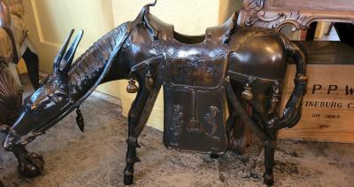 Large Vintage Japanese Bronzed Sculpture of Toba on His Mule