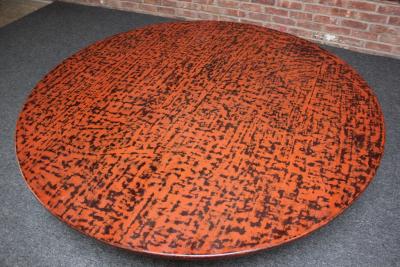 Large Vintage Japanese Taish Style Negoro Lacquered Round Coffee Table