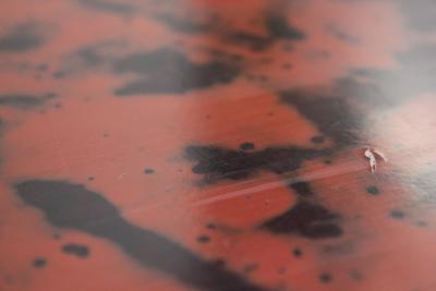 Large Vintage Japanese Taish Style Negoro Lacquered Round Coffee Table