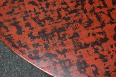 Large Vintage Japanese Taish Style Negoro Lacquered Round Coffee Table