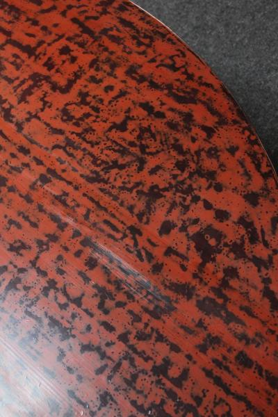 Large Vintage Japanese Taish Style Negoro Lacquered Round Coffee Table