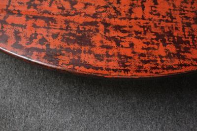 Large Vintage Japanese Taish Style Negoro Lacquered Round Coffee Table