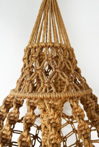 Large Vintage Macram Hand Knotted Hanging Pendant Decorative Piece